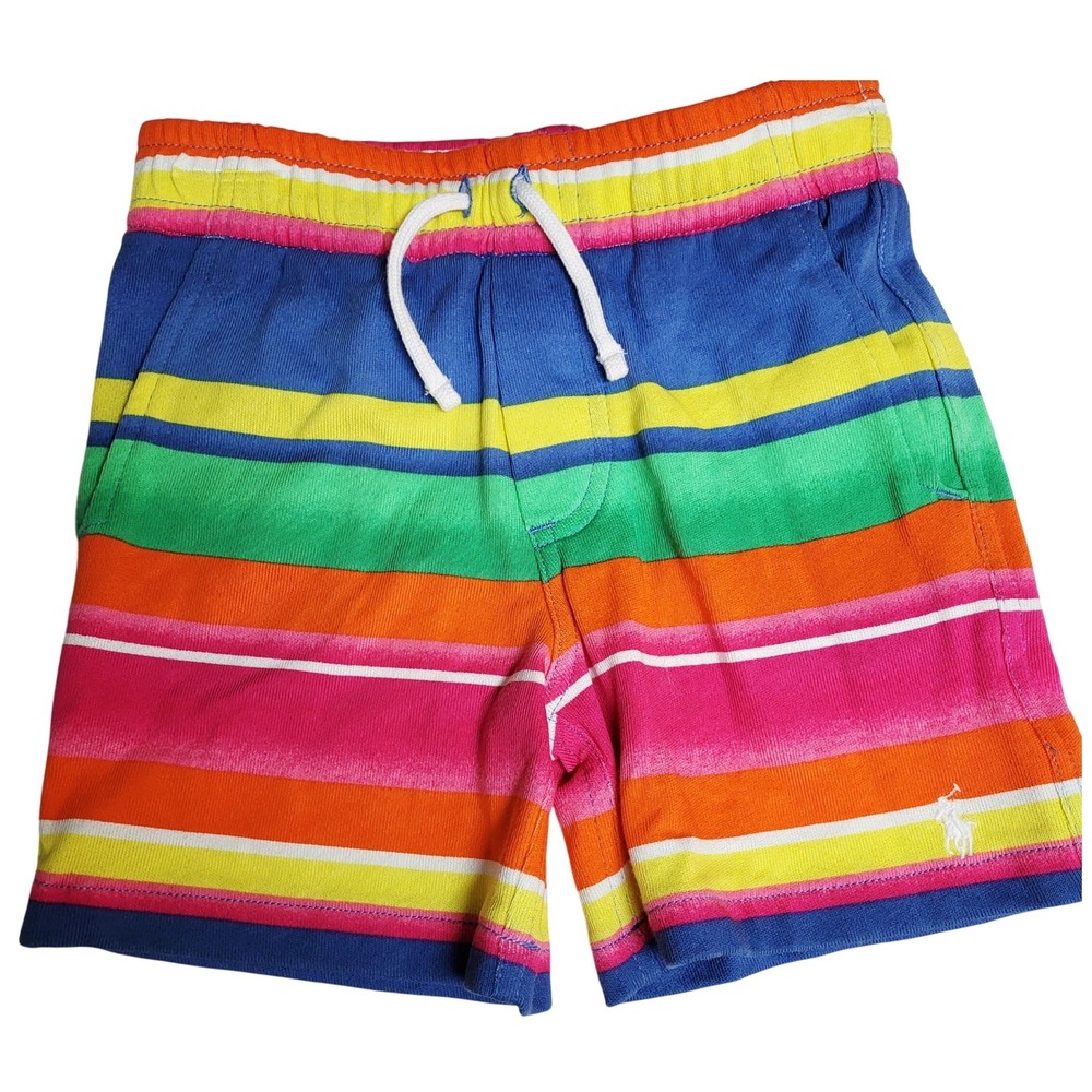 Kids‎ Polo Ralph Lauren Size 3 Rainbow Striped Terry Athletic Shorts NWOT
